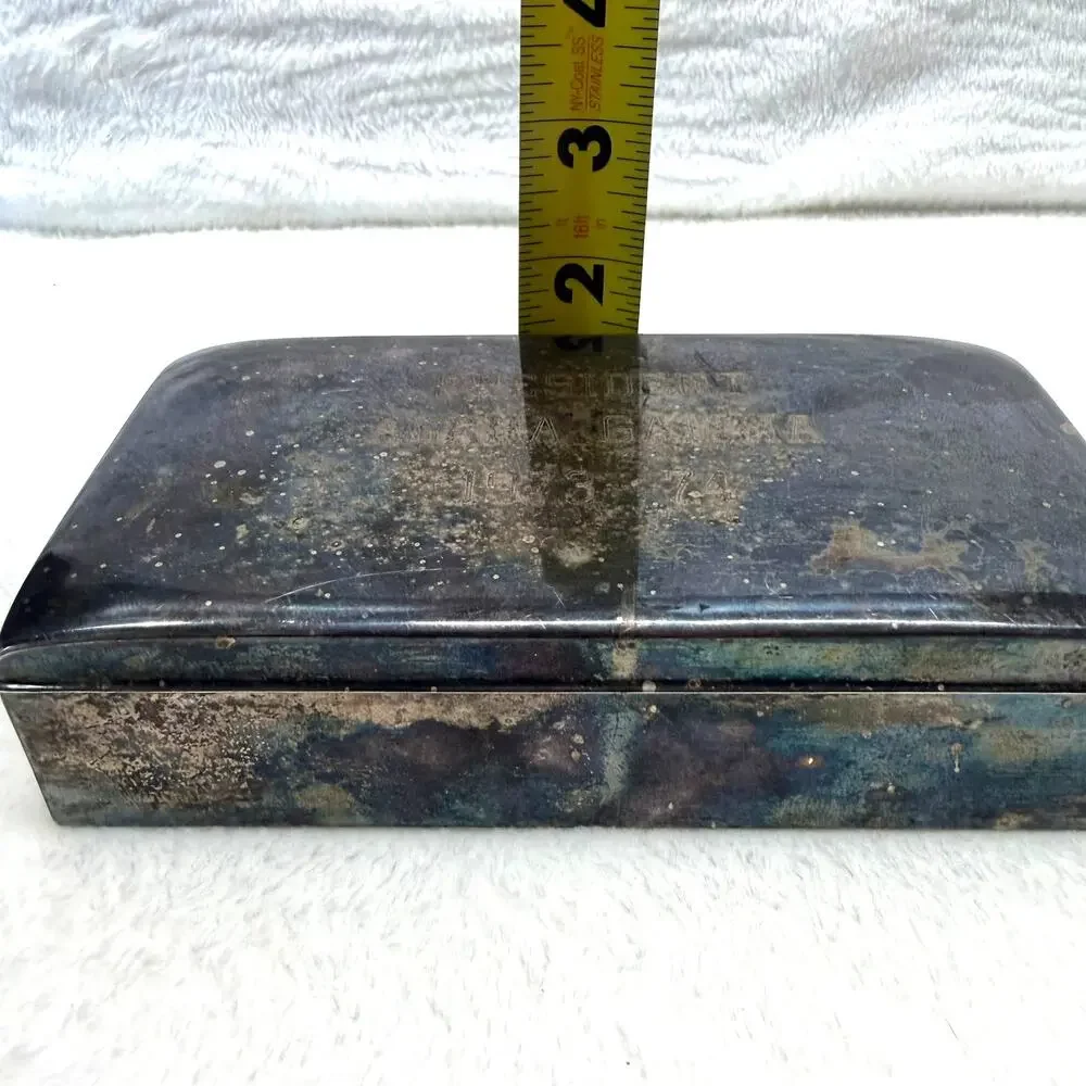 EPCA Poole Silver‎ Co 1899 Wood Lined Cigar Box Hinged Lid Trinket Jewelry